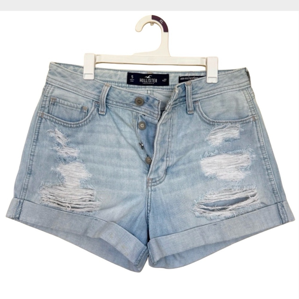 Hollister Women's Light Wash HIgh-RiseJean Shorts Size 5